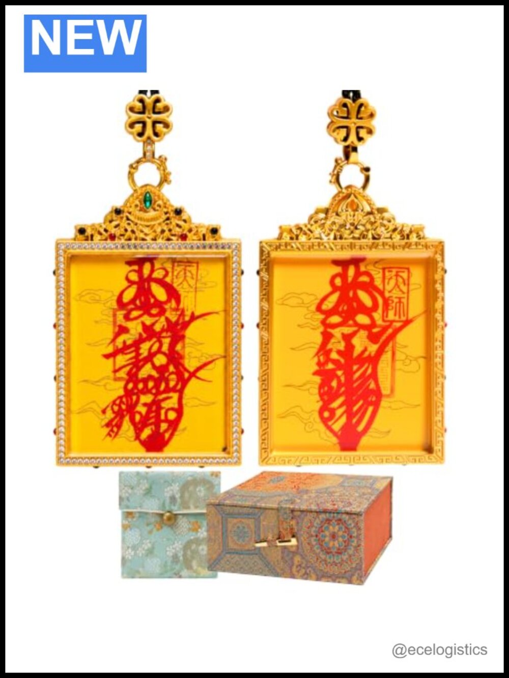 Taoist Calligraphy Glass Locket Necklace Handmade Rice Paper Scroll Pendant